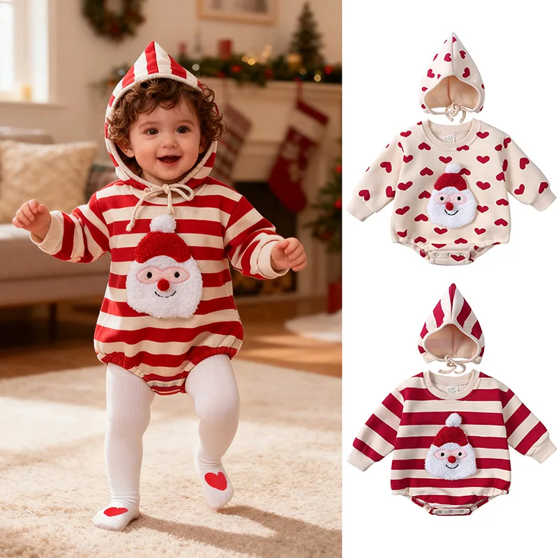 Body navideño bebé con corazón y Papá Noel, una pieza - imagen 3
