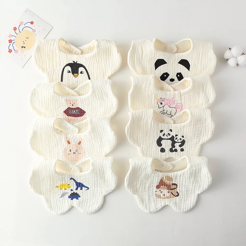 Baberos de gasa de algodón con dibujos animados para bebé - Bandana - imagen 3