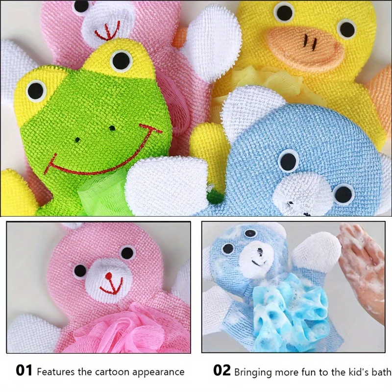 Manoplas de baño con diseños de animales