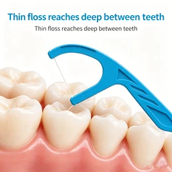 Palillos de hilo dental con limpiador de lengua para higiene bucal