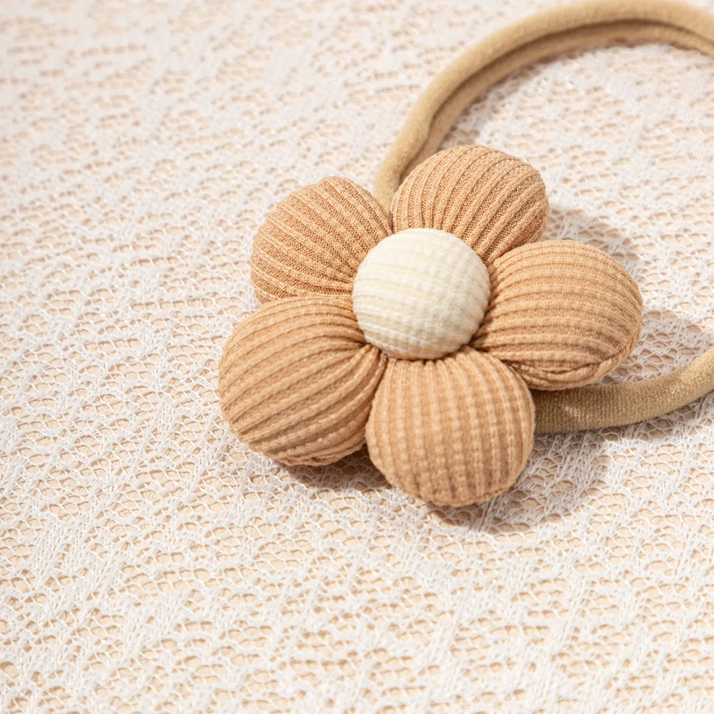 Diadema de flores con lazo para bebé recién nacido elástica - imagen 3
