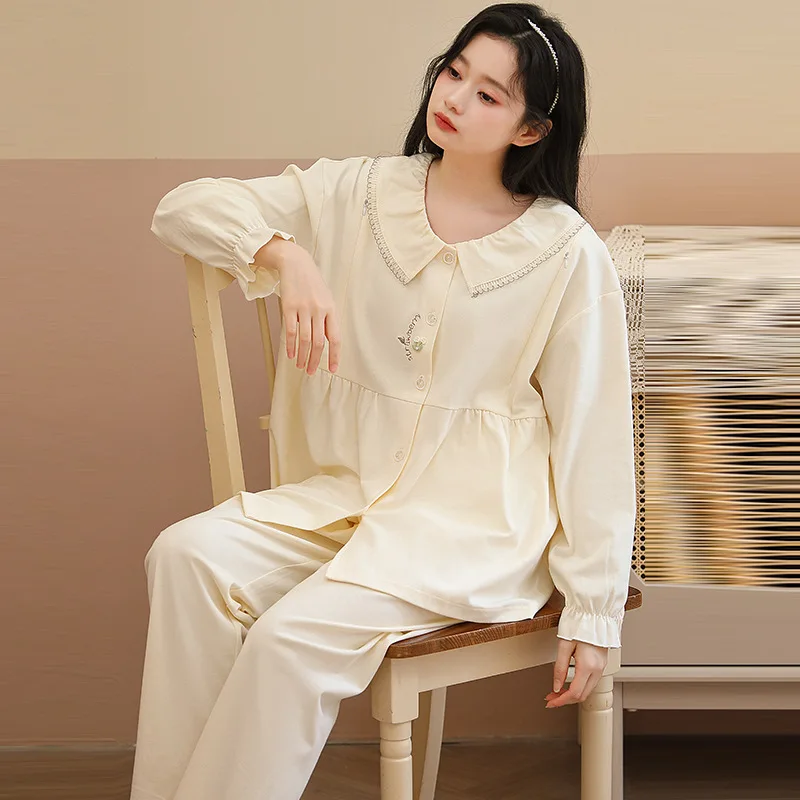 Pijama de lactancia para maternidad con manga larga, otoño e invierno - imagen 2