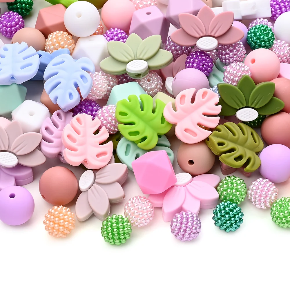 Cadena de chupete en silicona con cuentas florales para bebé - imagen 2