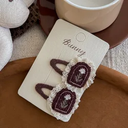Pinzas del pelo con flores bordadas – pasadores para niñas