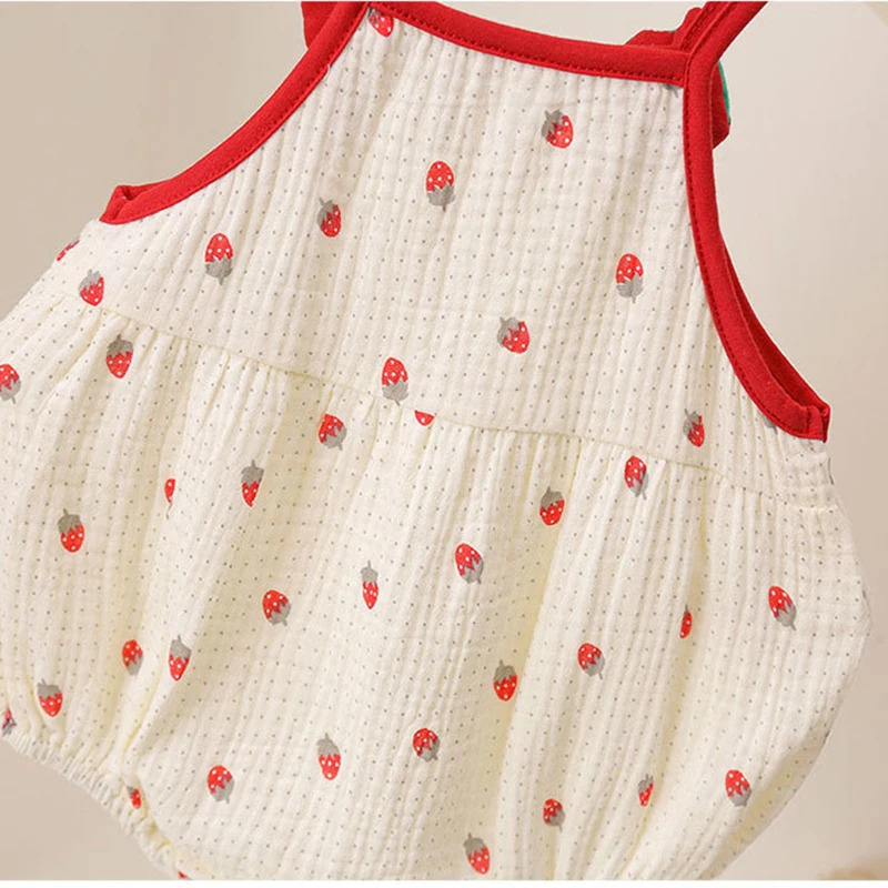 Body verano bebé niña mono una pieza fresas transpirable - imagen 4