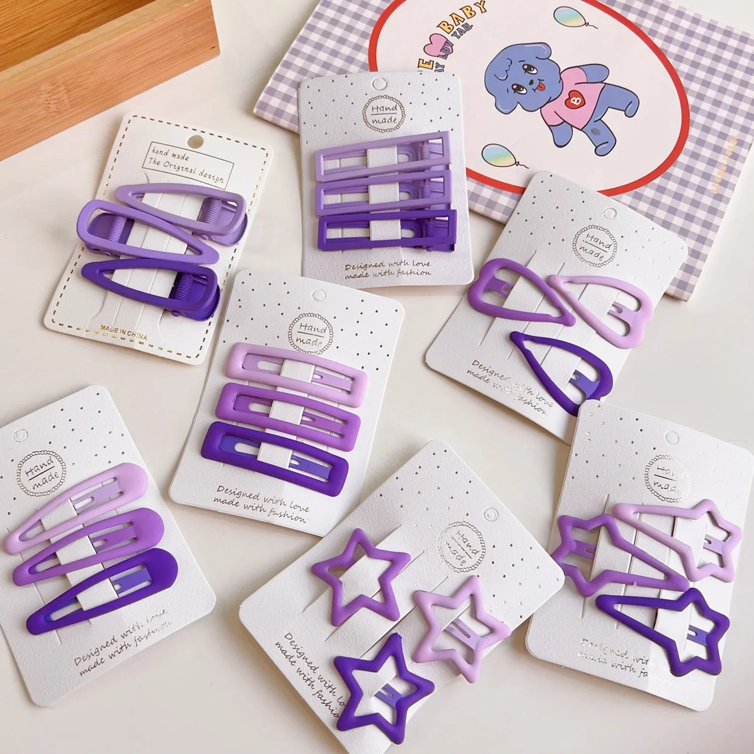 Pinzas para el cabello gradiente púrpura con estrella y gota - Niñas - imagen 4