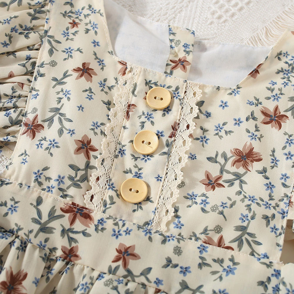 Vestidos infantiles para niñas con mangas volantes florales - Verano - imagen 4