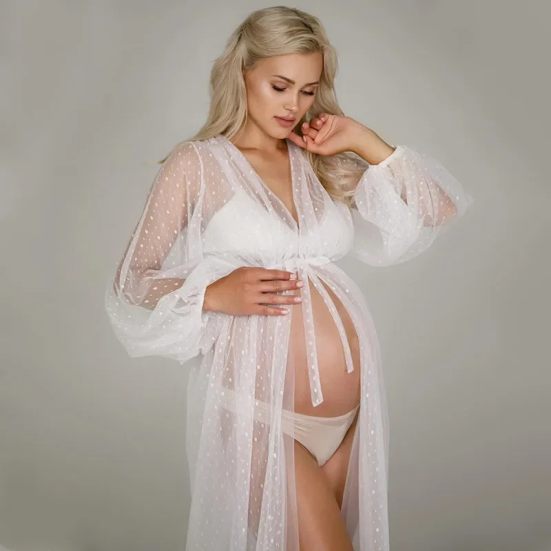 Vestido de maternidad de tul transparente para sesión de fotos
