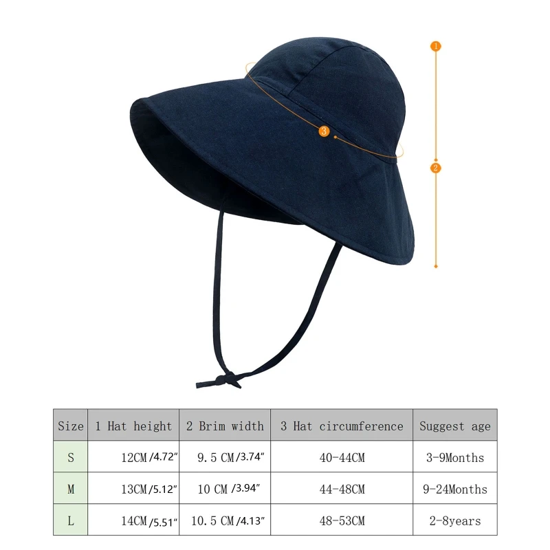 Sombrero de lino y algodón para bebé con ala grande
