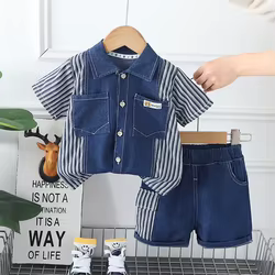 Traje verano bebé de algodón – Camisa y pantalones cortos