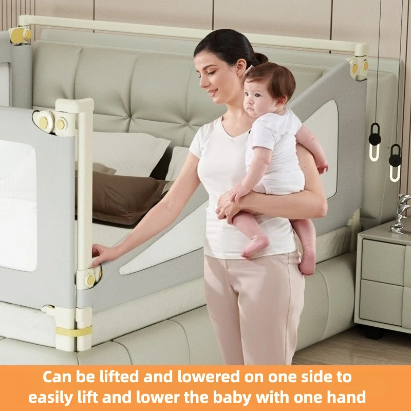 Barandilla de seguridad abatible para cama de bebé con riel lateral - imagen 3