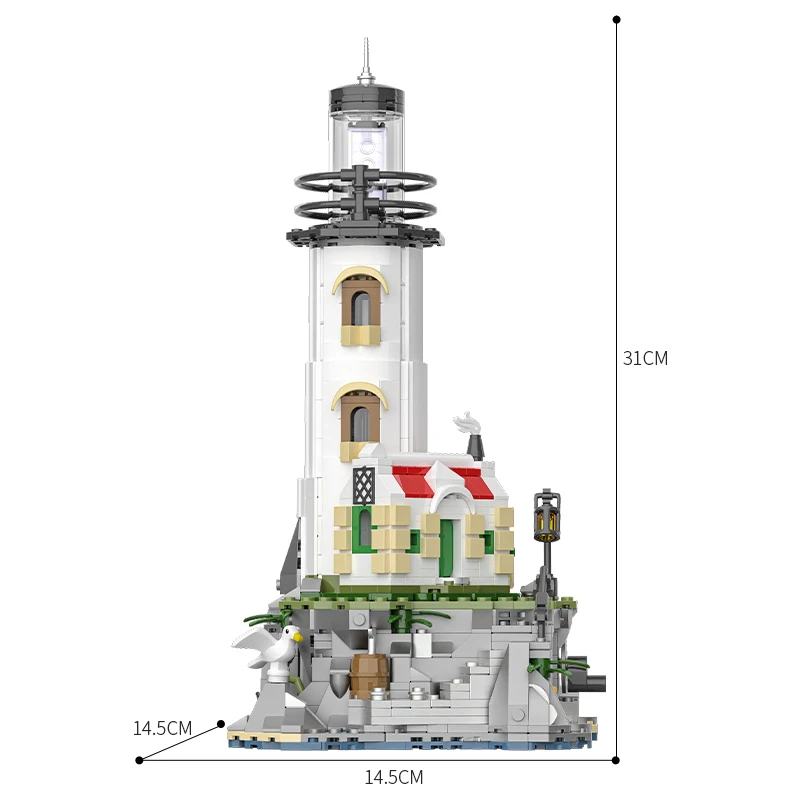 Faro y cabaña: pieza decorativa para escritorio