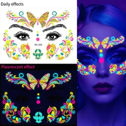 Pegatinas faciales fluorescentes resistentes al agua para festivales