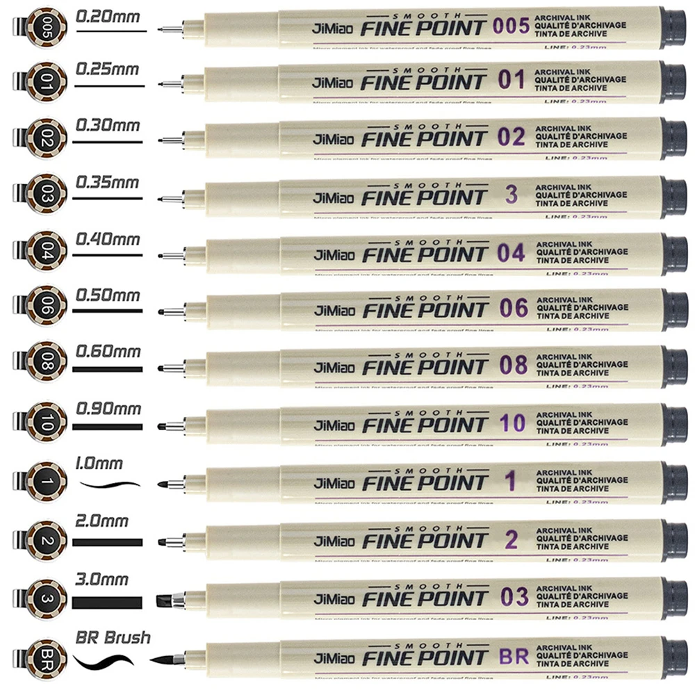 Fineliner negro de tinta impermeable para bocetos y dibujo precisos - imagen 2