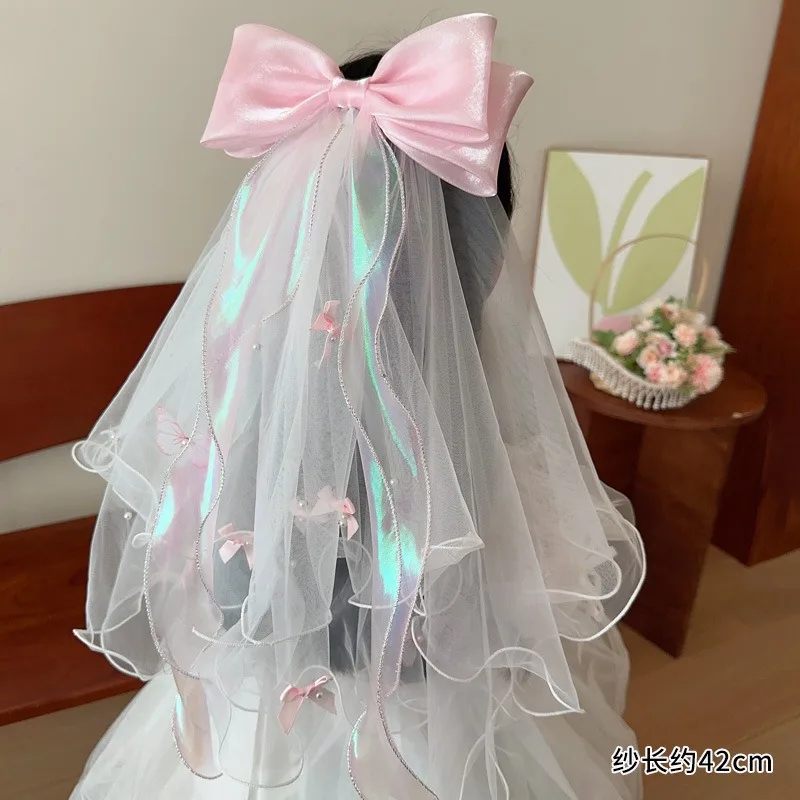 Tocado de princesa con lazo y horquilla de corona para niños - imagen 5