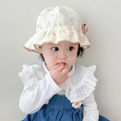Gorro de muselina niña lazos princesa floral, ideal para el sol