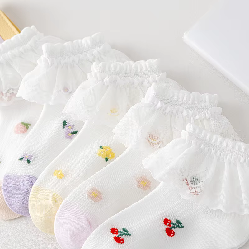 Calcetines de malla de algodón con encaje para niñas primavera-verano - imagen 2