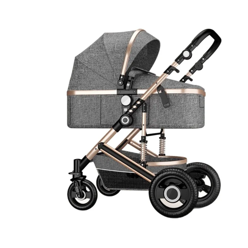 Cochecito de bebé ligero plegable con respaldo reclinable y absorción - imagen 5