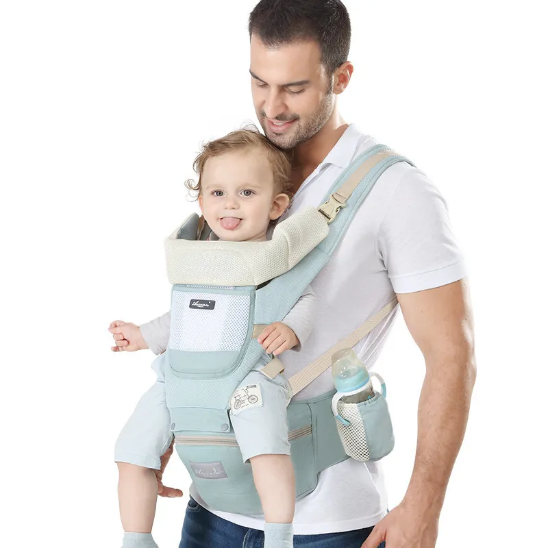 Portabebés mochila de malla algodón con asiento frontal tipo canguro - imagen 3
