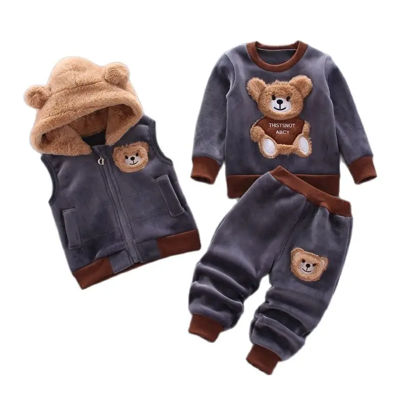 Tricken – Conjunto de abrigo con capucha de lana para bebé y niño