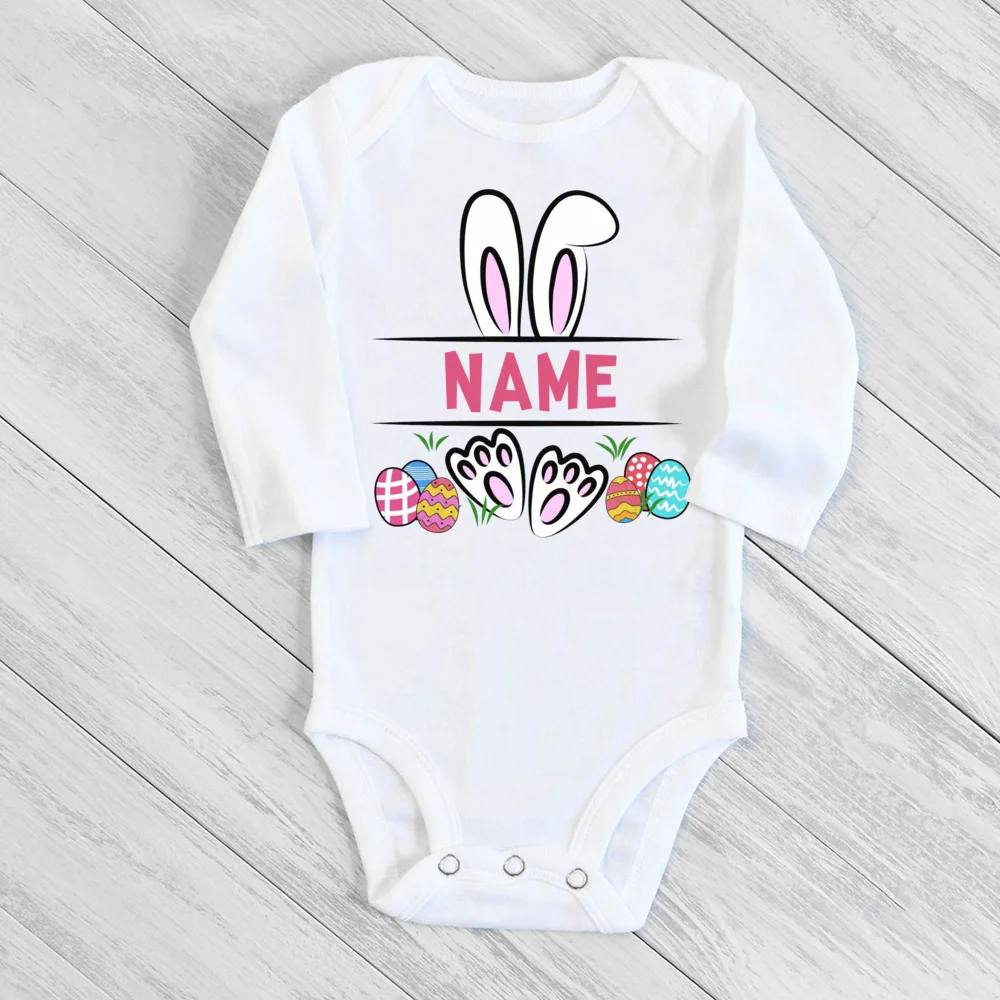 Mameluco de Pascua personalizado conejito con nombre para bebés - imagen 3