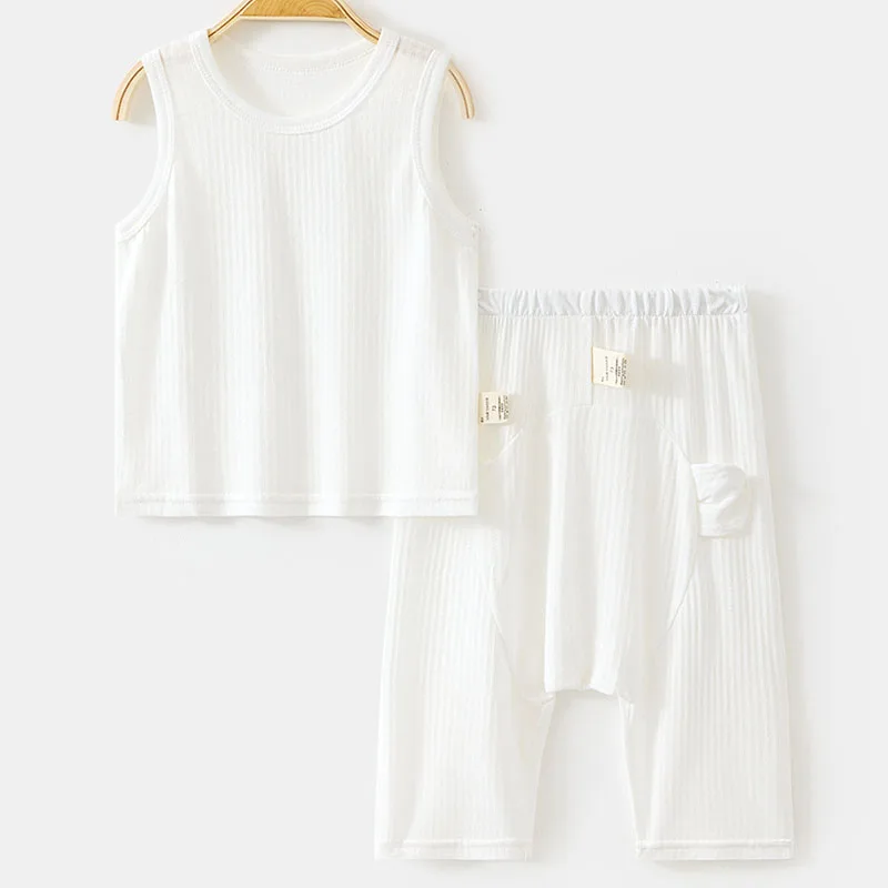 B189 Conjunto verano bebé infantil algodón sin mangas top y pantalón - imagen 3