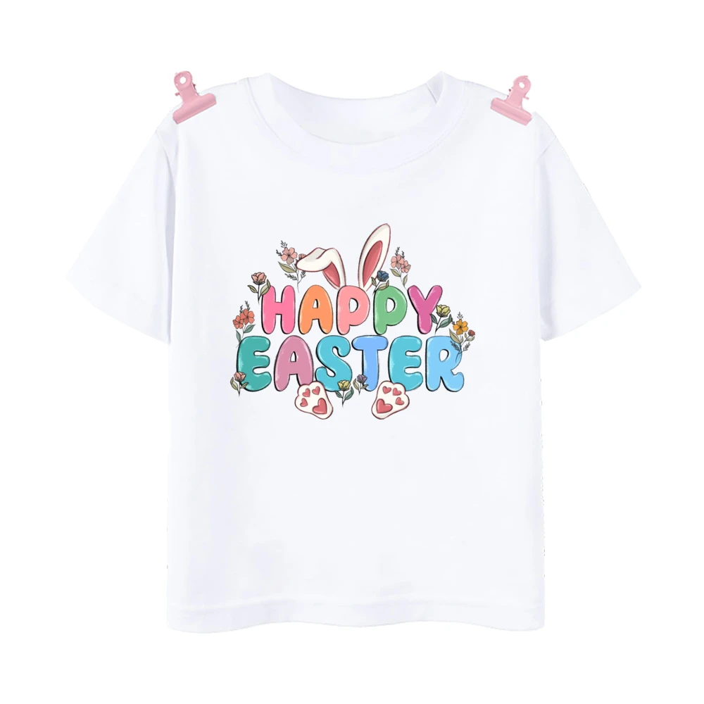 Camiseta de algodón para niño con conejito de Pascua y manga corta - imagen 5