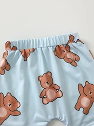 Conjunto bebé verano con camiseta manga corta de oso peluche suave