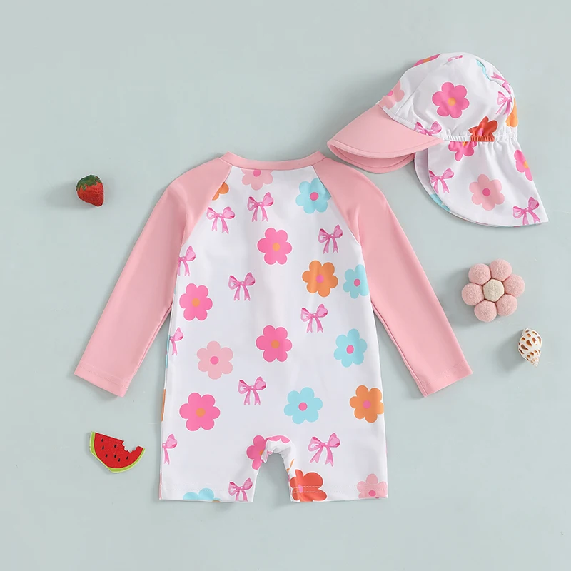 Tregren traje de baño manga larga para niña con estampado floral - imagen 4