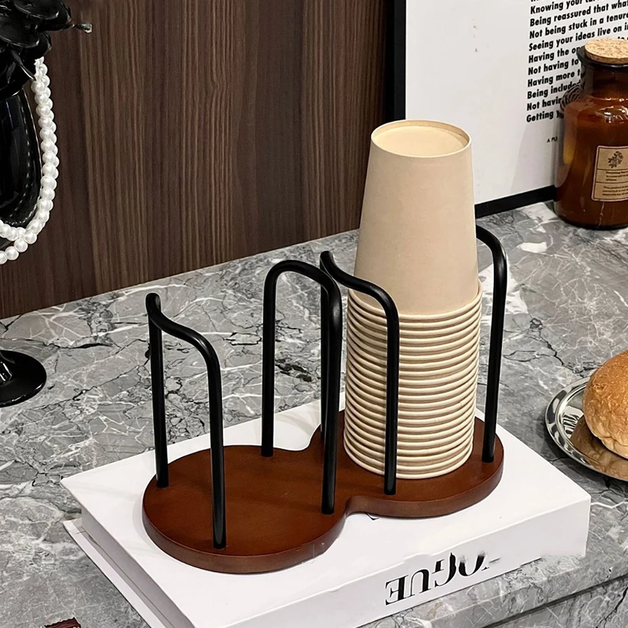 Dispensador de madera para vasos – Soporte organizador largo - imagen 2