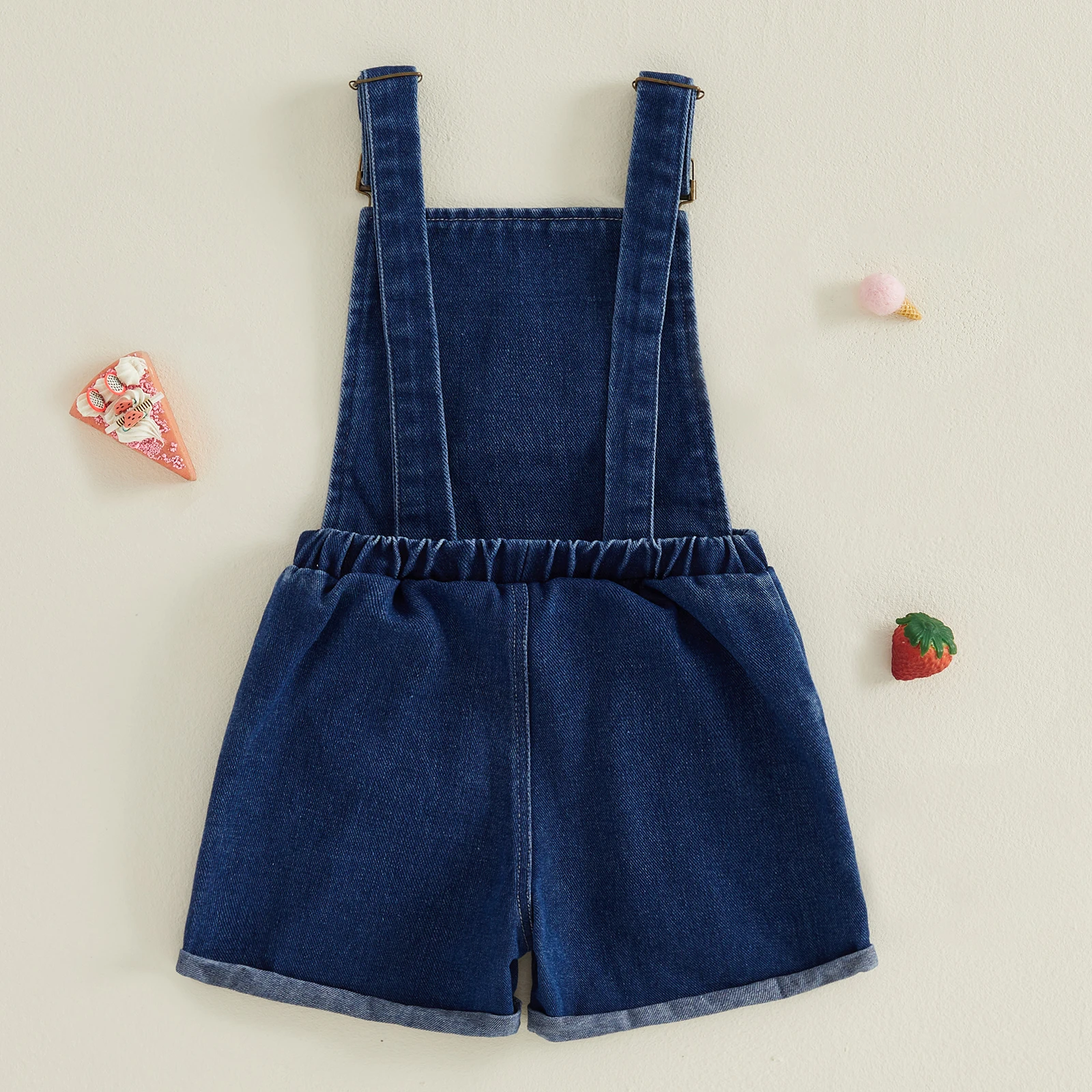 Peto vaquero estampado fresa y melón para niñas: tirantes ajustables - imagen 2