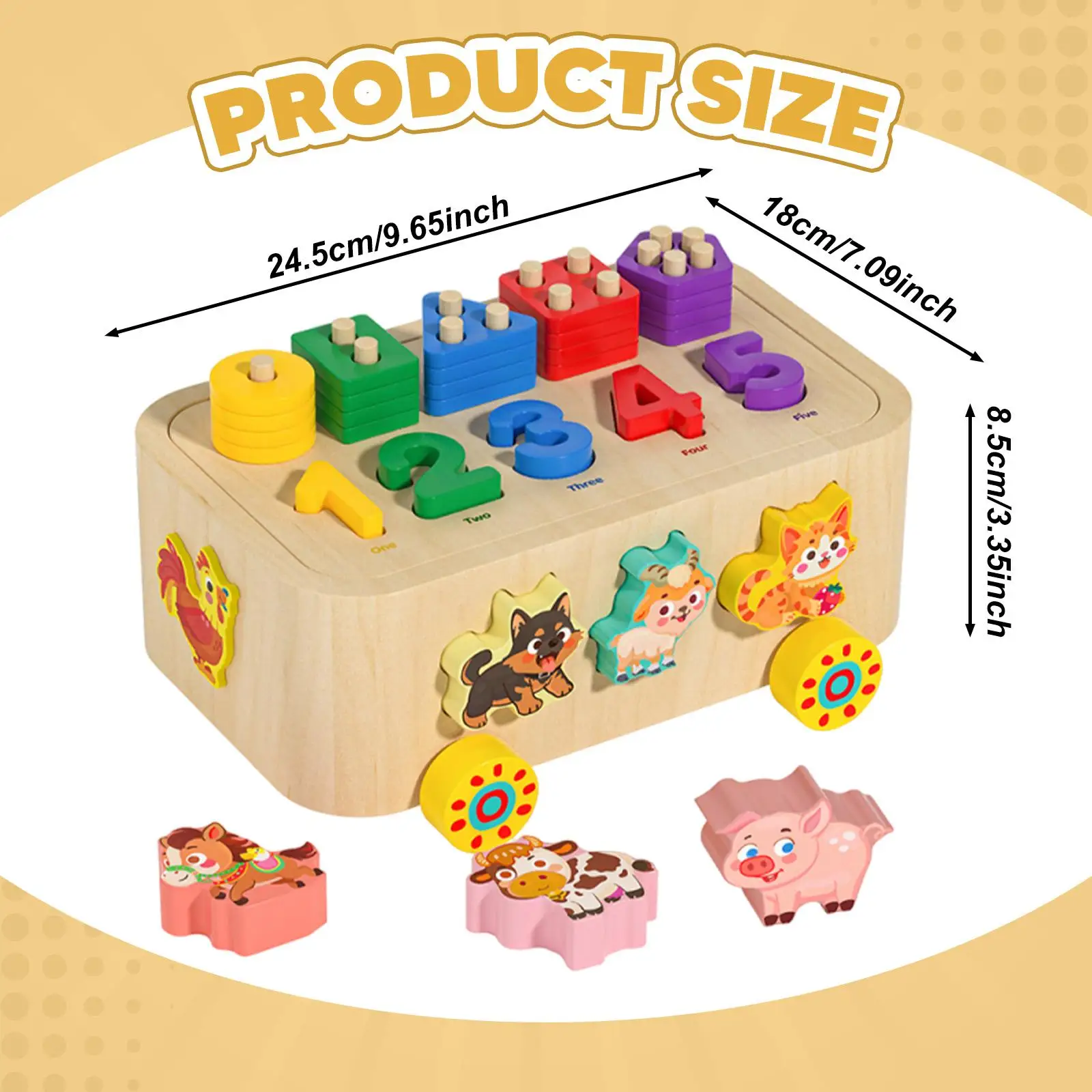 Juego de apilamiento de madera con formas y colores para niños
