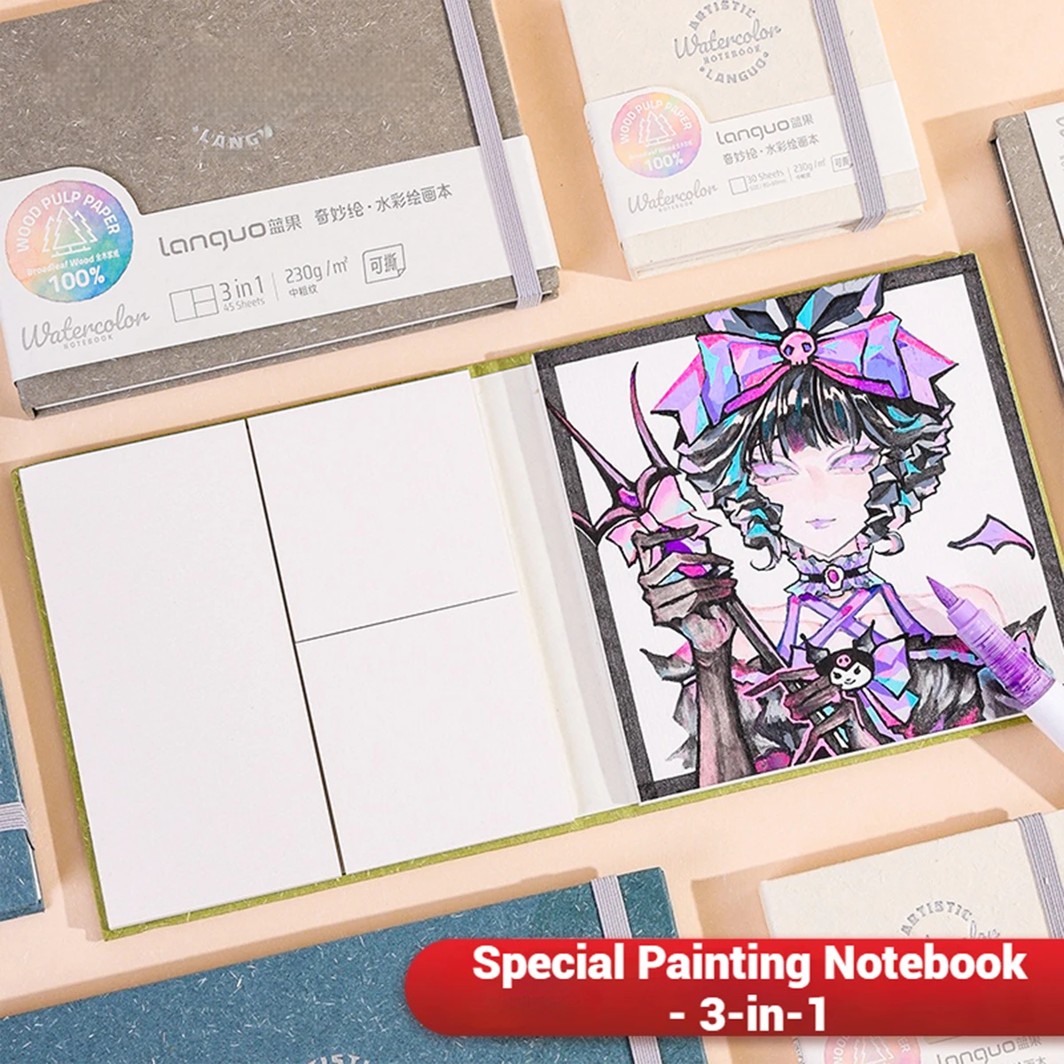 Bloc de acuarela para niños – Cuaderno de dibujo portátil con hojas gruesas - imagen 5