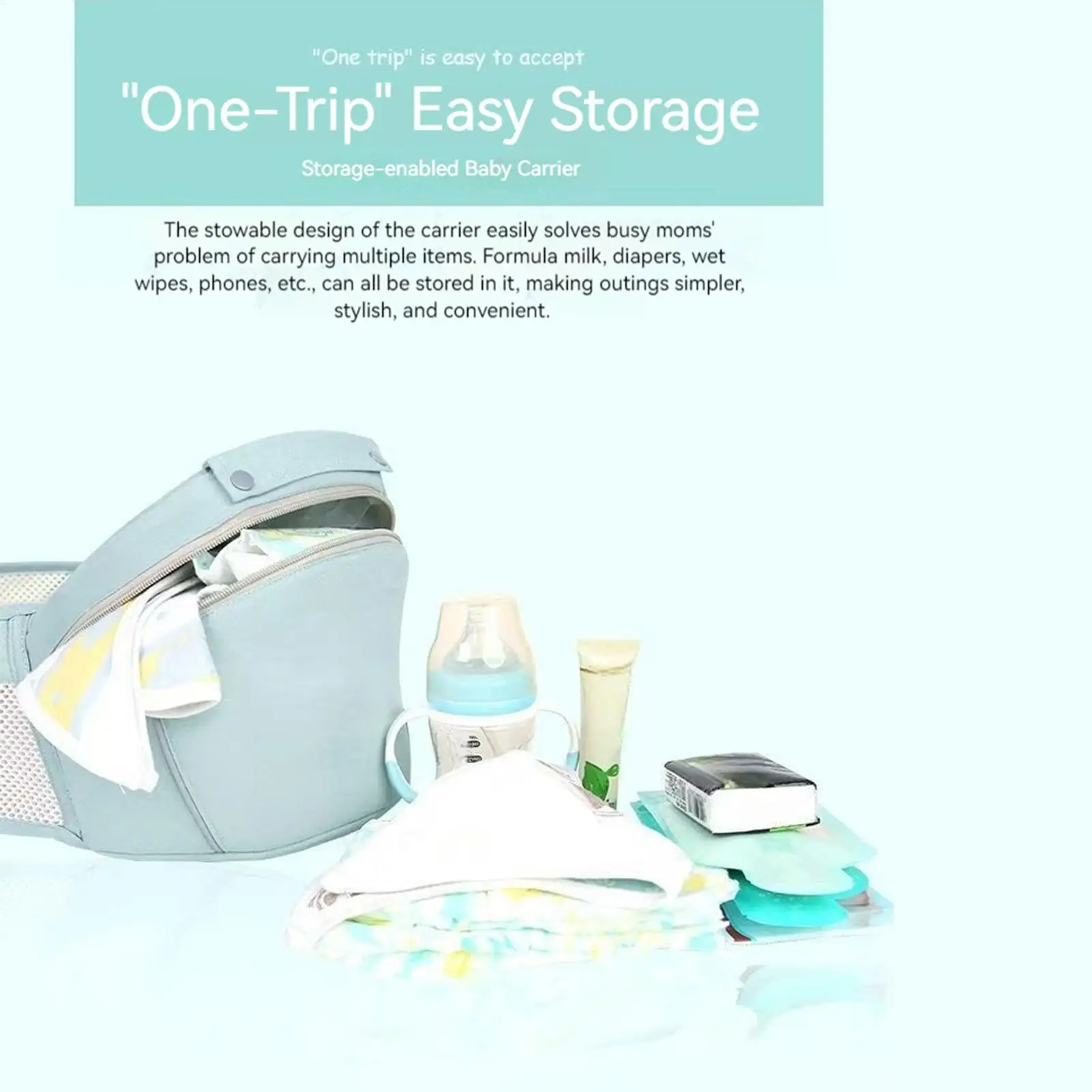 Portabebés ergonómico ligero con asiento ajustable para cochecito - imagen 3