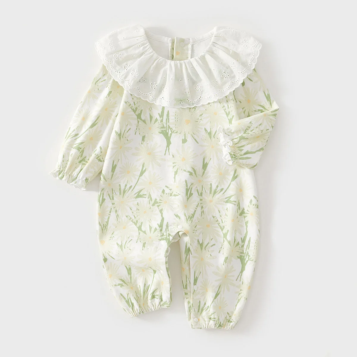 Detalle del cuello de muñeca y estampado
