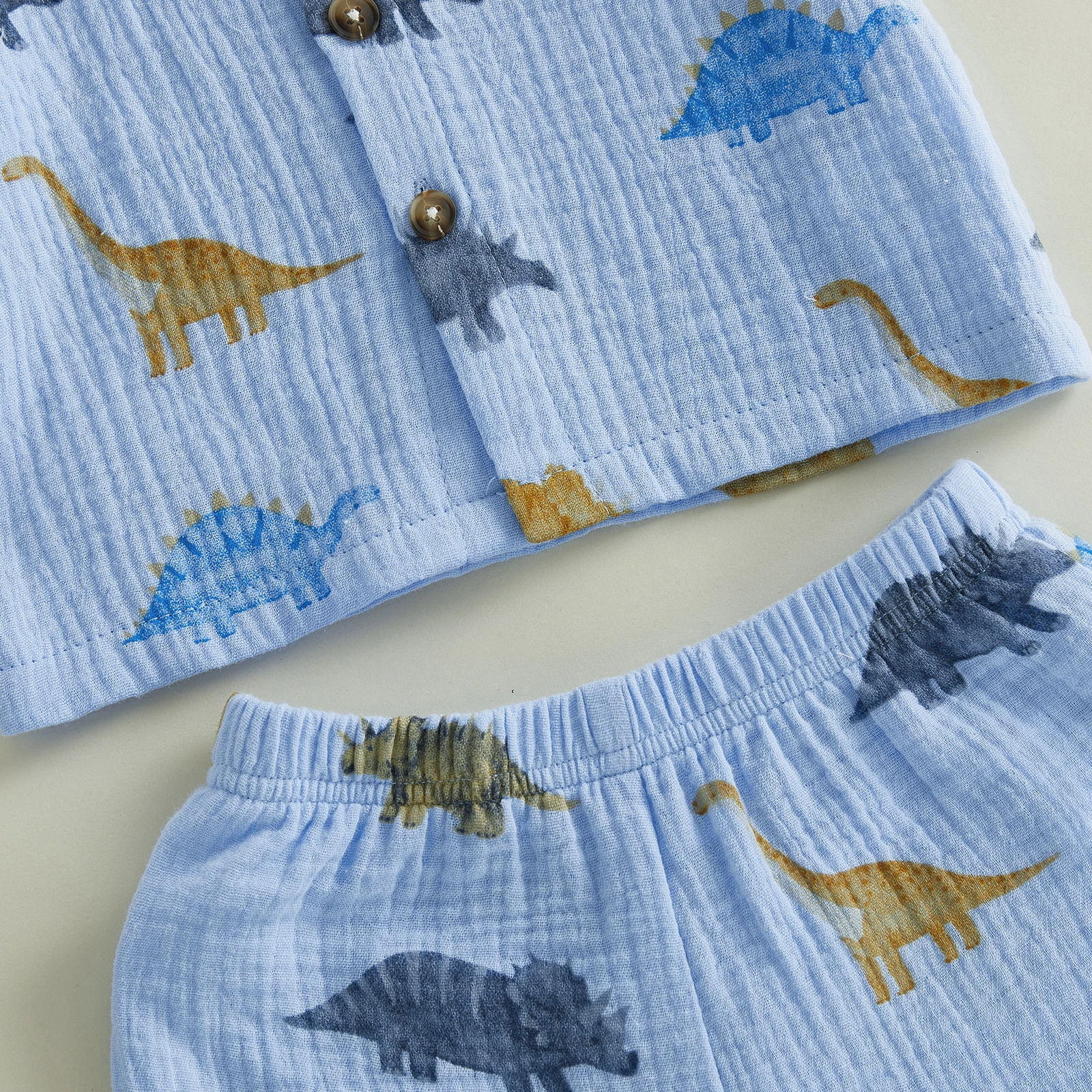 Conjunto de verano para bebé dinosaurios: camisa con botones y bermudas - imagen 5