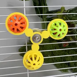 Rueda masticable para loros con campanas, giratoria e interactiva