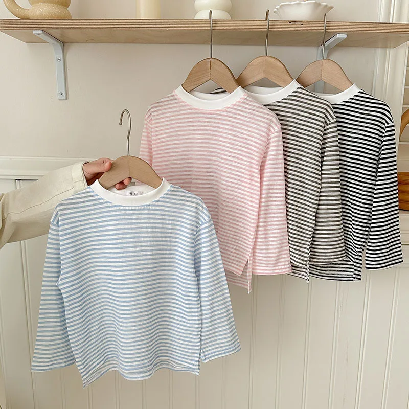Camisetas de algodón a rayas para niños y niñas - imagen 5