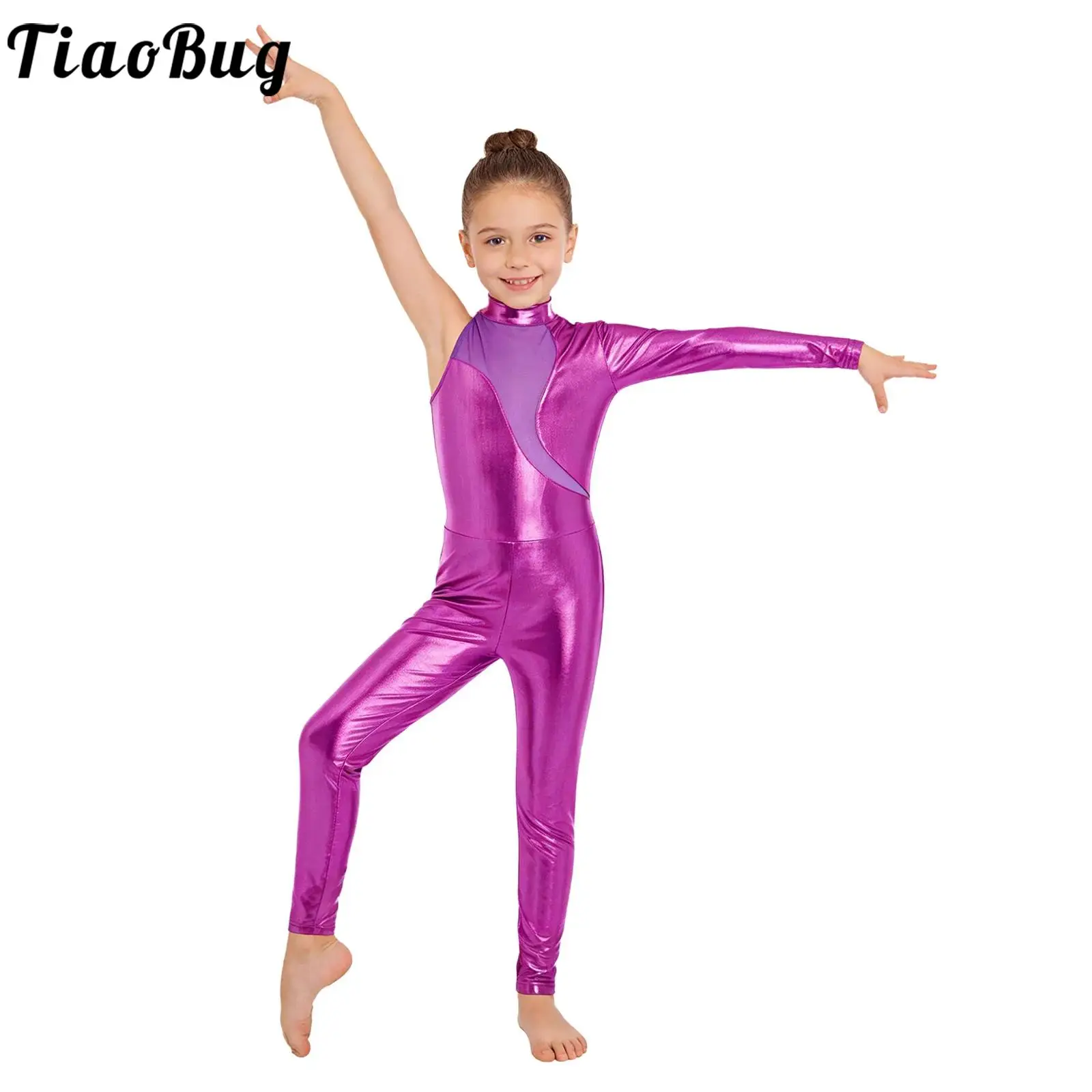 Maillot de ballet metalizado con hombro asimétrico para gimnasia - imagen 2