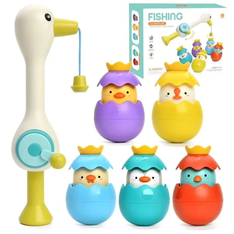 Juguete de pesca magnético para baño infantil con huevos flotantes