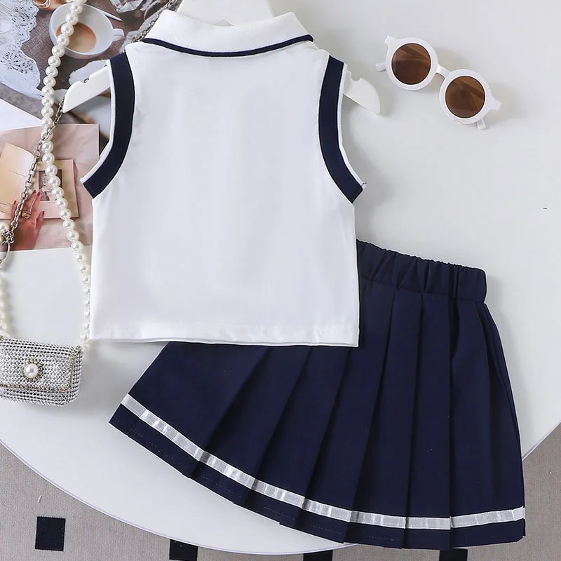 Conjunto niña de algodón sin mangas con falda veraniega - imagen 2