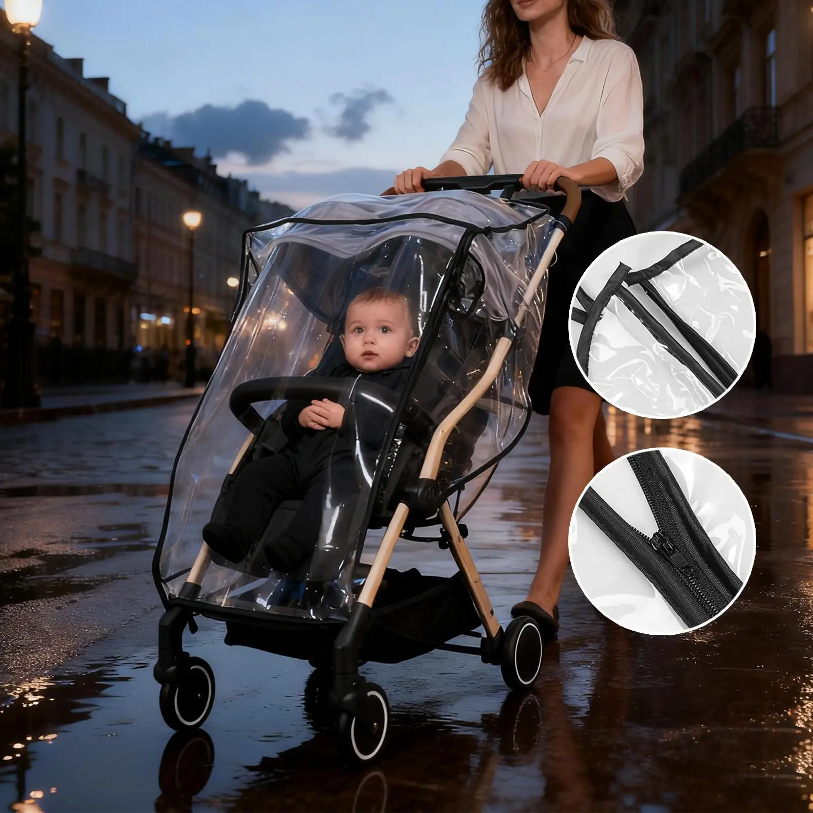 Cubierta impermeable para cochecito con protección anti-viento - imagen 2