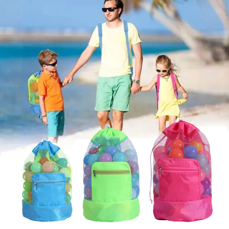 Bolsa plegable malla para juguetes de playa y accesorios con cordón