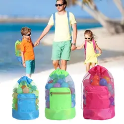 Bolsa plegable malla para juguetes de playa y accesorios con cordón