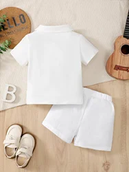 Conjunto verano bebé niño camisa manga corta y bermudas con pajarita