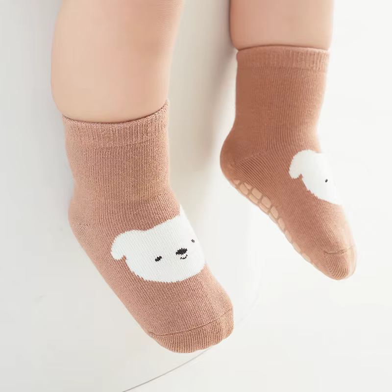 Calcetines antideslizantes para bebés con dibujos de zorro y oso