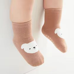 Calcetines antideslizantes para bebés con dibujos de zorro y oso