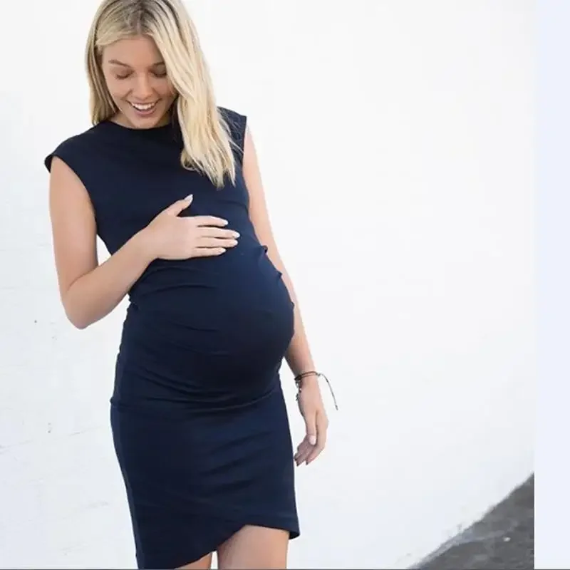 Vestido de embarazo sin mangas ceñido para otoño, informal - imagen 4