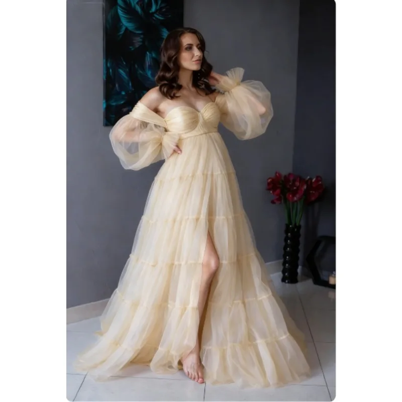 Vestido premama burdeos con corsé y mangas globo - imagen 5