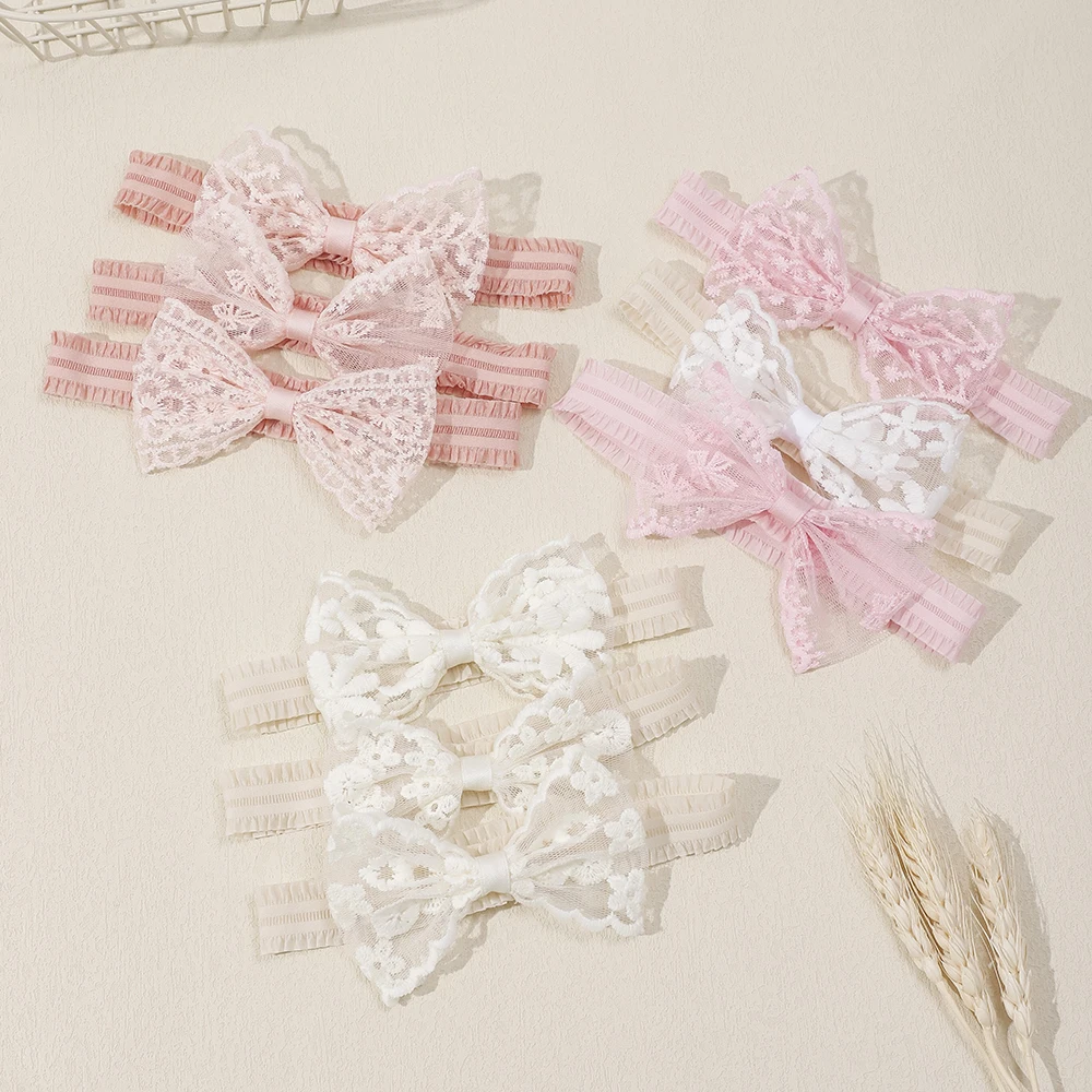 Diademas elásticas de encaje con lazo para bebé niña – Estilo turbante